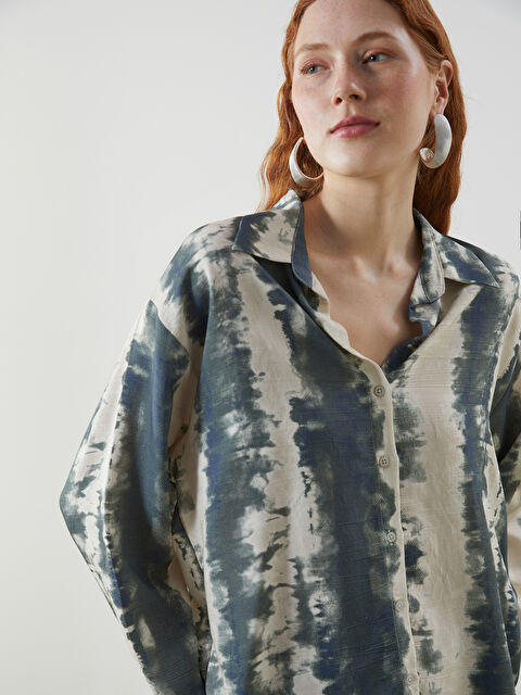 LCW Vision Desenli Oversize Müslin Kadın Gömlek - S5KY96Z8-LQA