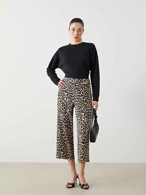 LCWAIKIKI Classic Standart Fit Leopar Desenli Kadın Pantolon - S5L025Z8-LQY