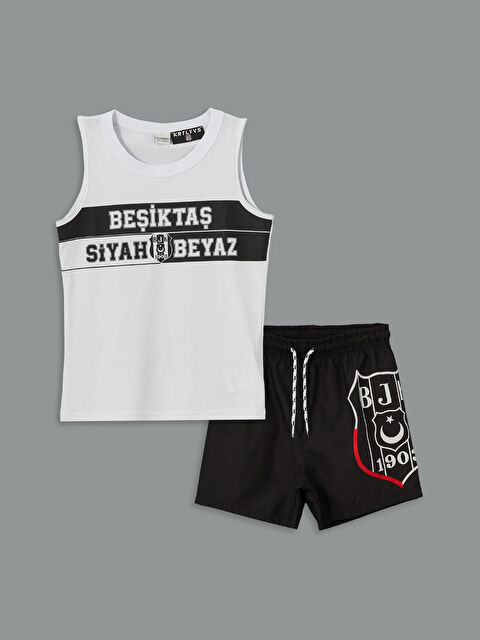 LCW ECO Bisiklet Yaka Beşiktaş Baskılı Erkek Çocuk Atlet ve Deniz Şortu - S5L053Z4-CVL