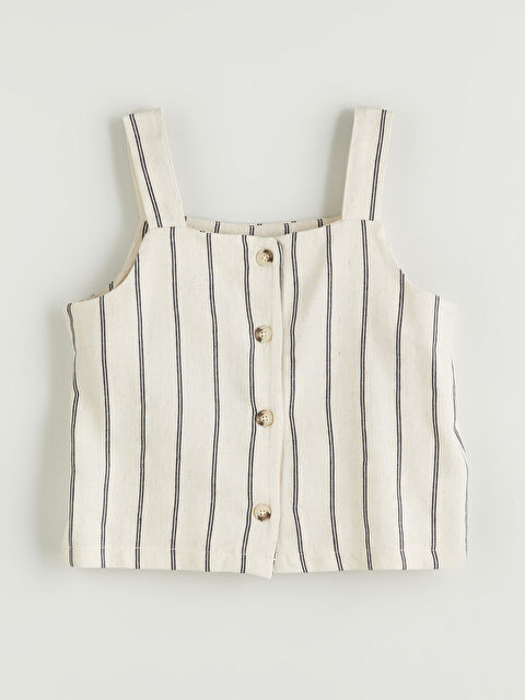 LCW Kids Kare Yaka Keten Karışımlı Kız Çocuk Bluz - S5L060Z4-LE8