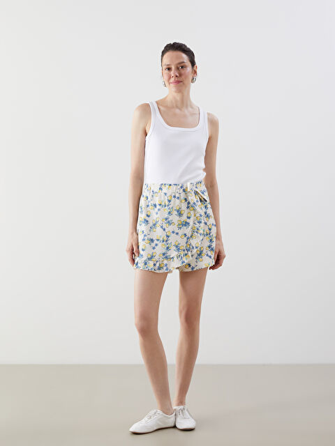 LCW Comfort Beli Lastikli Baskılı Şort Etek - S5L162Z8-LUG