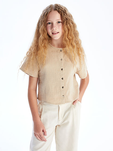 LCW Kids Kısa Kollu Müslin Kız Çocuk Gömlek - S5L177Z4-FFG