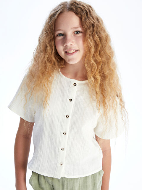 LCW Kids Kısa Kollu Müslin Kız Çocuk Gömlek - S5L177Z4-R9J