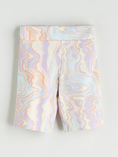 LCW Kids Beli Lastikli Batik Desenli Kız Çocuk Kısa Tayt - S5L182Z4-F9C