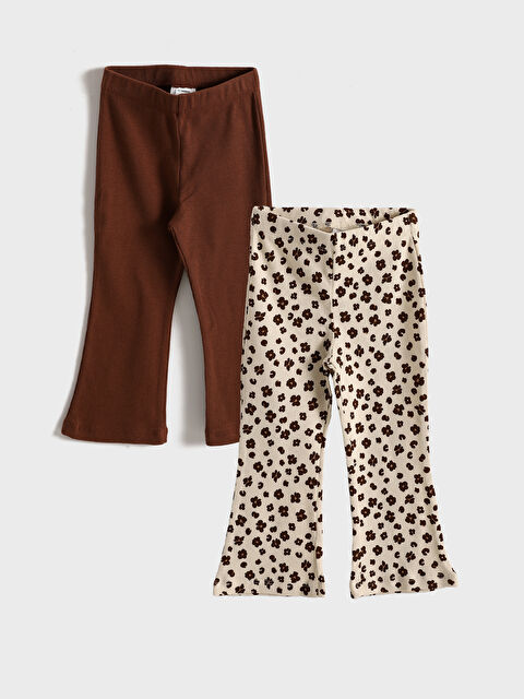 LCW baby Elasticated Waist Basic Girls' Long Leggings 2 Pack - S5L202Z1-LRA