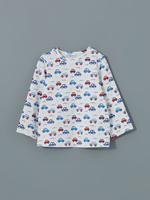 LCW baby Bisiklet Yaka Baskılı Erkek Bebek Pijama Üst - S5L215Z1-LRA