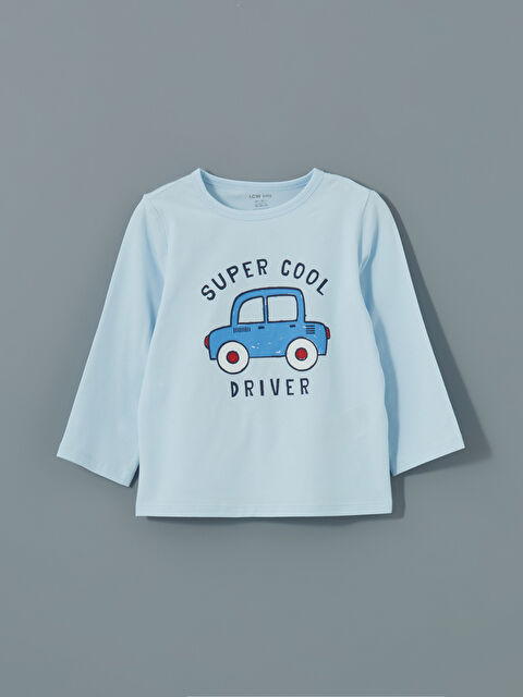 LCW baby Bisiklet Yaka Baskılı Erkek Bebek Pijama Üst - S5L215Z1-QXE