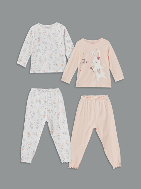 LCW baby Bisiklet Yaka Baskılı Kız Bebek Pijama Takım 2'li - S5L224Z1-JM1