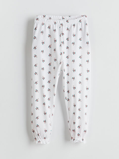 LCW baby Beli Lastikli Çiçekli Kız Bebek Pijama Alt - S5L226Z1-LRA