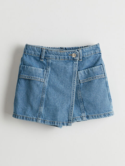 LCW Kids Beli Lastikli Kız Çocuk Jean Şort Etek - S5L238Z4-SHK