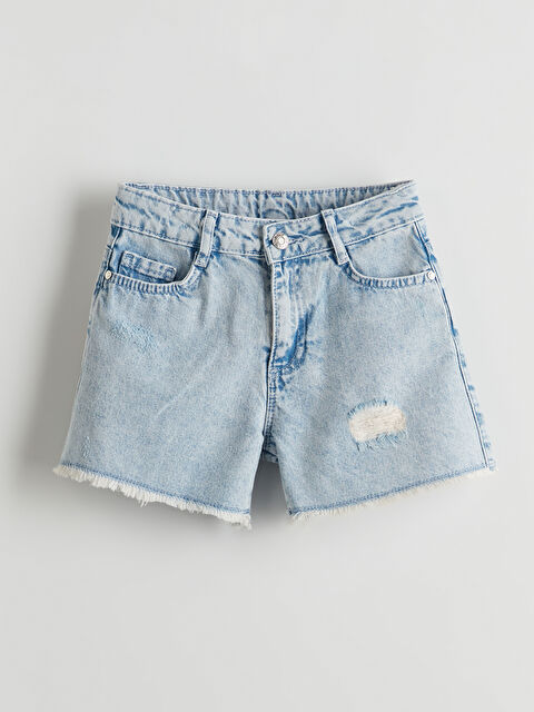 LCW Kids Beli Ayarlanabilir Lastikli Kız Çocuk Jean Şort - S5L244Z4-V2T