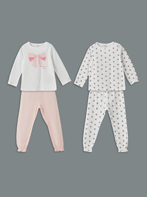 LCW baby Bisiklet Yaka Baskılı Kız Çocuk Pijama Takım 2'li - S5L259Z1-FFB