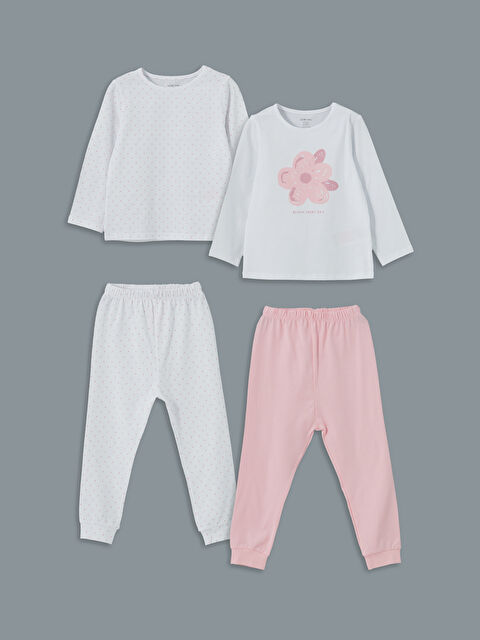 LCW baby Bisiklet Yaka Baskılı Kız Çocuk Pijama Takımı 2'li - S5L260Z1-R9J