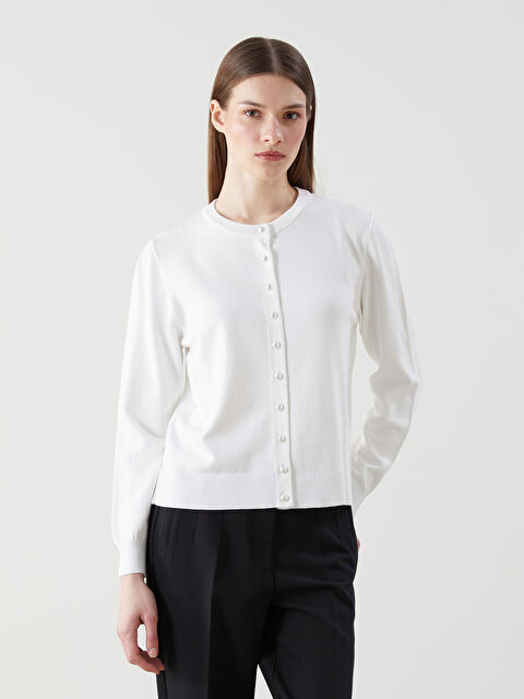 LCW Modest Bisiklet Yaka Kadın Triko Hırka - S5L282Z8-FE8