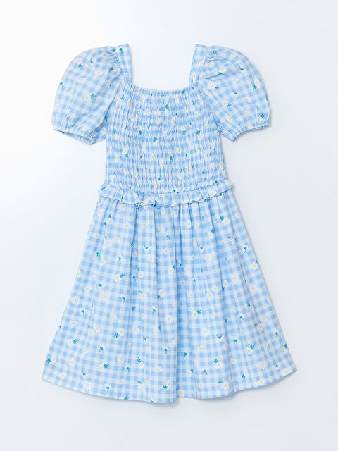 LCW Kids Kare Yaka Çiçekli Kız Çocuk Elbise - S5L283Z4-LQK