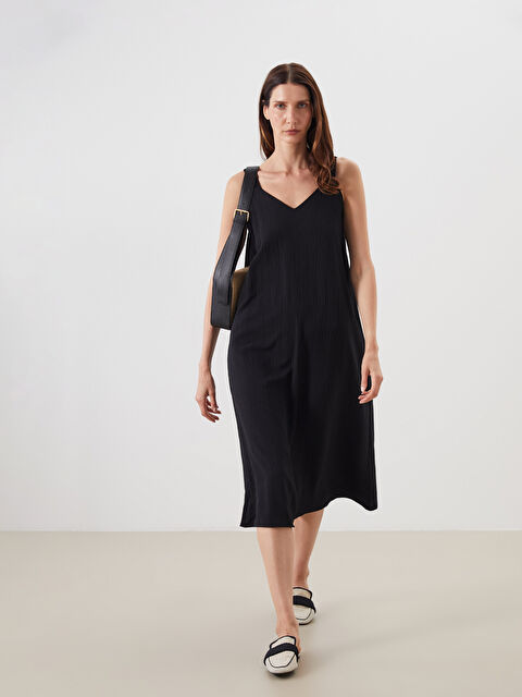 LCWAIKIKI Classic V Yaka Dokulu Askılı A Kesim Elbise - S5L291Z8-CVL