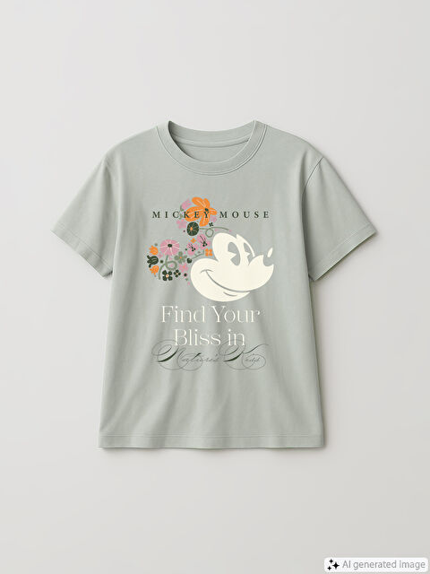 LCWAIKIKI Classic Crew Neck Mickey Mouse Printed Women's T-Shirt - S5L338Z8-FVJ