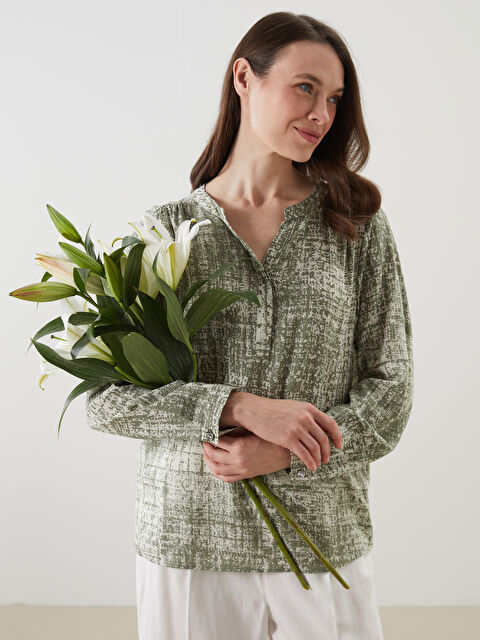 LCW Grace Kaçık Yaka Desenli Kadın Bluz - S5L424Z8-LS6