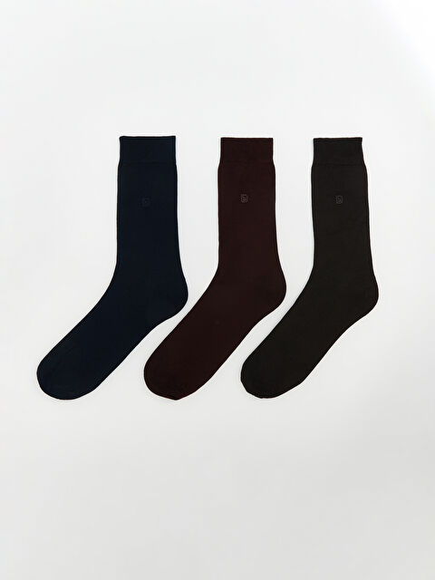 LCW ACCESSORIES Nakışlı Bambu Erkek Soket Çorap 3'lü - S5L450Z8-K00
