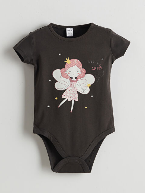 LCW ECO Bisiklet Yaka Baskılı Kız Bebek Çıtçıtlı Bodysuit - S5L490Z1-CTH