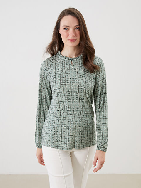 LCW Grace Dik Yaka Desenli Kadın Bluz - S5L558Z8-LRR