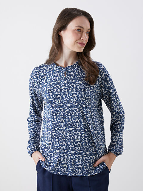 LCW Grace Dik Yaka Desenli Kadın Bluz - S5L558Z8-LSJ
