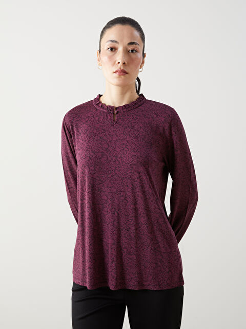 LCW Grace Dik Yaka Desenli Kadın Bluz - S5L558Z8-LTF