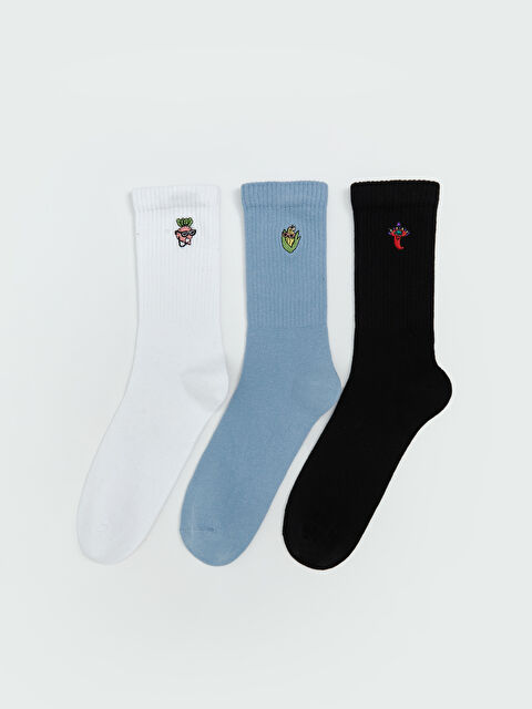 LCW ACCESSORIES Nakışlı Erkek Soket Çorap 3'lü - S5L593Z8-K00
