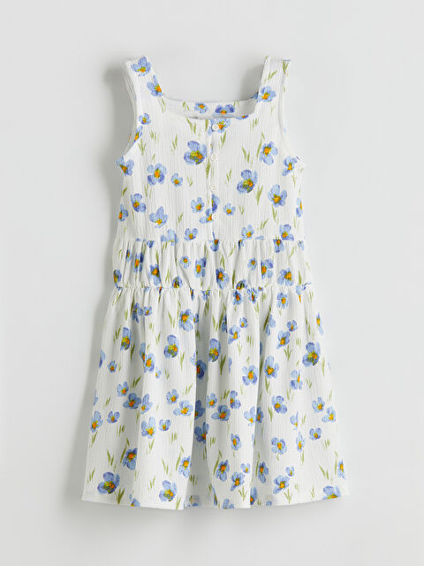 LCW Kids Kare Yaka Çiçekli Kız Çocuk Elbise - S5L599Z4-LU7