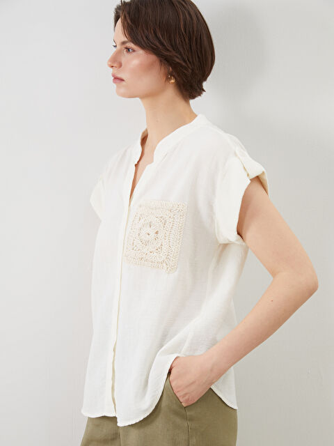 LCWAIKIKI Classic Kaçık Yaka Kroşe Detaylı Kadın Gömlek - S5L612Z8-R9J