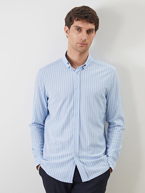 SOUTHBLUE Slim Fit Uzun Kollu Çizgili Erkek Gömlek - S5L657Z8-LEN