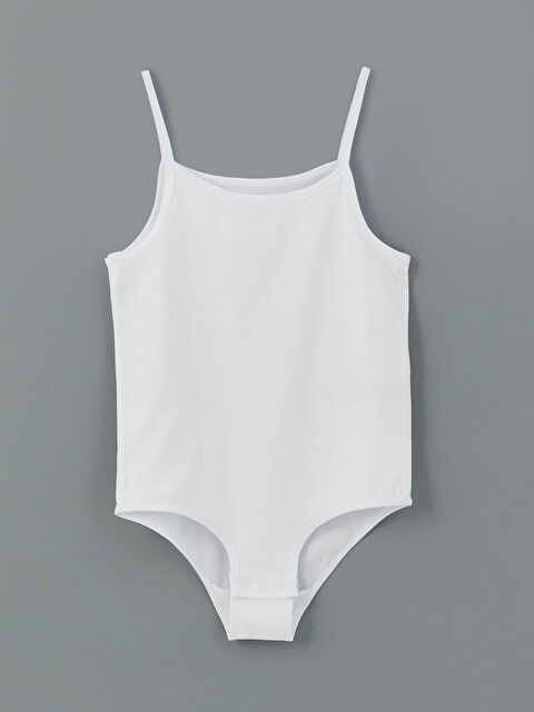 LCW Kids Kare Yaka Kız Çocuk Çıtçıtlı Body - S5L670Z4-Q6K