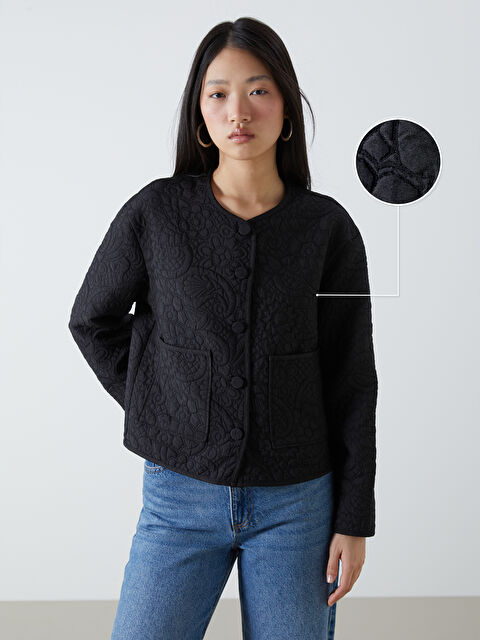 LCW Vision Bisiklet Yaka Kendinden Desenli Kadın Ceket - S5L673Z8-CVL