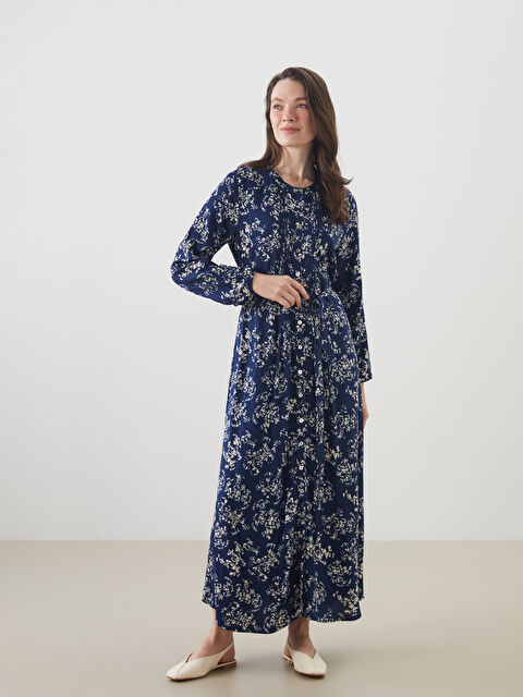 LCW Grace Bisiklet Yaka Çiçekli Kuşaklı Gömlek Elbise - S5L759Z8-LSJ