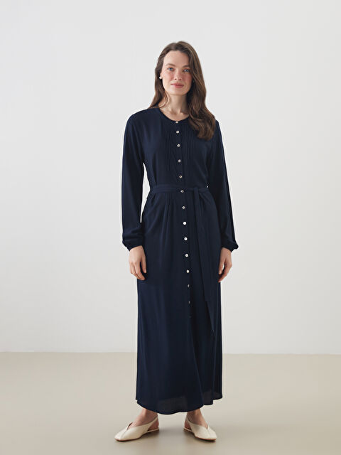 LCW Grace Bisiklet Yaka Pileli Gömlek Elbise - S5L760Z8-E1J