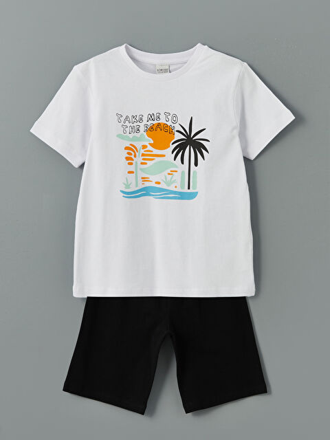 LCW Kids Komplet pidžame za dečake sa kratkim pantalonama i okruglim izrezom