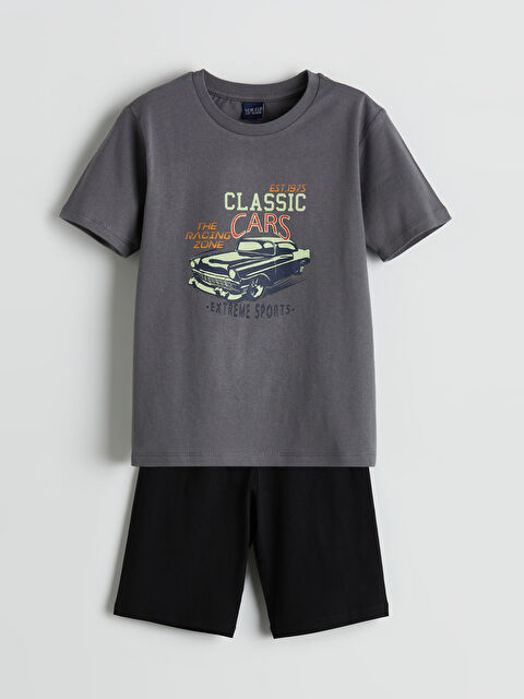 LCW ECO Bisiklet Yaka Erkek Çocuk Şortlu Pijama Takımı - S5L942Z4-H4Q