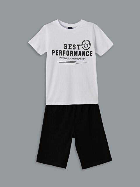 LCW ECO Bisiklet Yaka Erkek Çocuk Şortlu Pijama Takımı - S5L946Z4-J5E