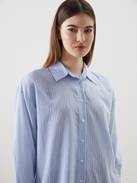 LCW Modest Çizgili Oversize Kadın Gömlek Tunik - S5L970Z8-LGS