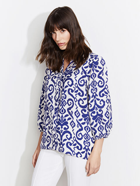 LCWAIKIKI Classic Kaçık Yaka Desenli Kadın Bluz - S5LA31Z8-LSJ