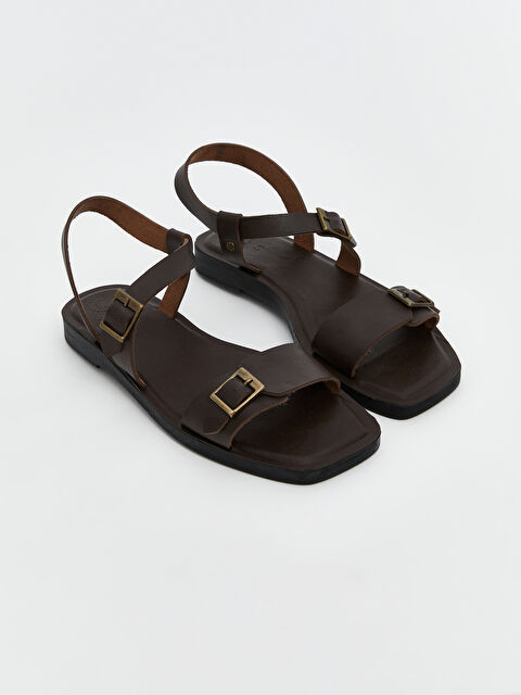 LCW STEPS Çapraz Bantlı Deri Görünümlü Kadın Sandalet - S5LA48Z8-D7V