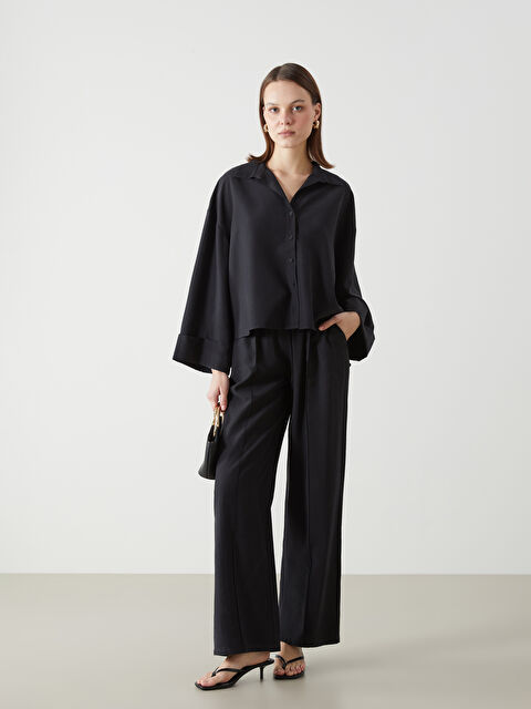 LCW Vision Beli Lastikli Düz Geniş Paça Kadın Pantolon - S5LA80Z8-CVL