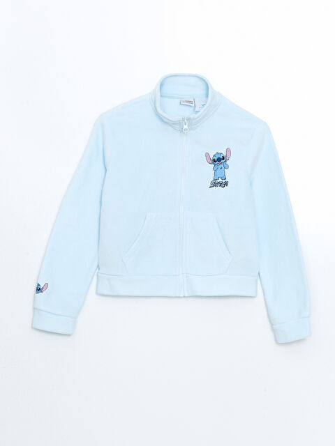 LCW ECO Stitch Nakışlı Polar Kız Çocuk Fermuarlı Sweatshirt - W4LY56Z4-FUX