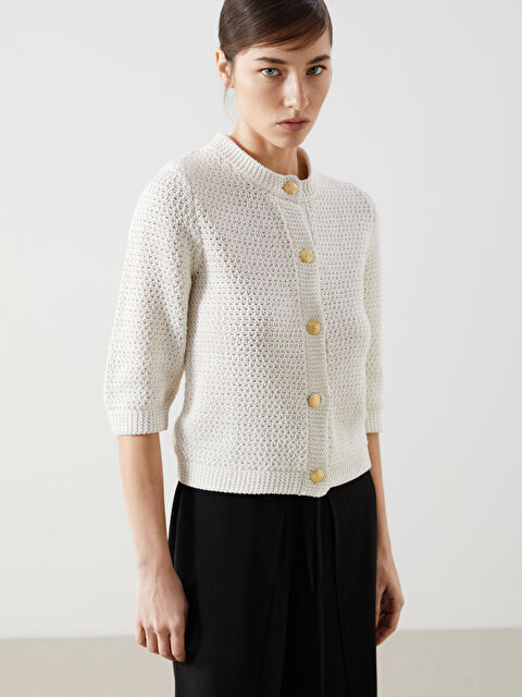 LCW Vision Bisiklet Yaka Ajurlu Kadın Triko Hırka - S5LB26Z8-FDU