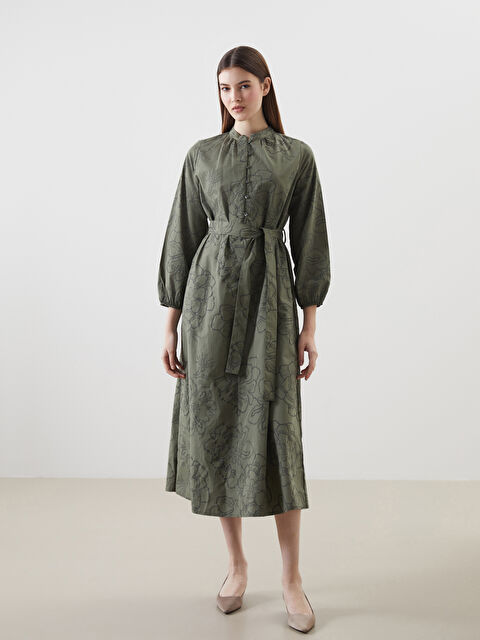 LCW Modest Hakim Yaka Çiçekli Poplin Kadın Elbise - S5LD81Z8-Z6Y