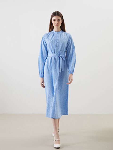 LCW Modest Hakim Yaka Çiçekli Poplin Elbise - S5LD81Z8-YZP