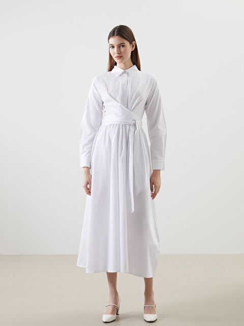 LCW Modest Gömlek Yaka Poplin Elbise - S5LD83Z8-Q6K