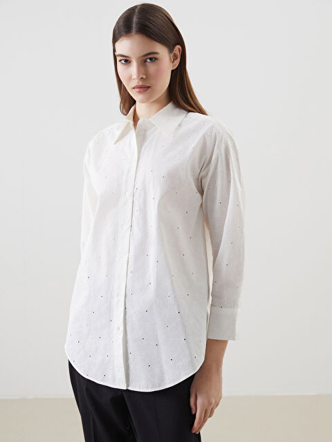 LCW Modest Çiçekli Oversize Poplin Kadın Gömlek Tunik - S5LE16Z8-EEW