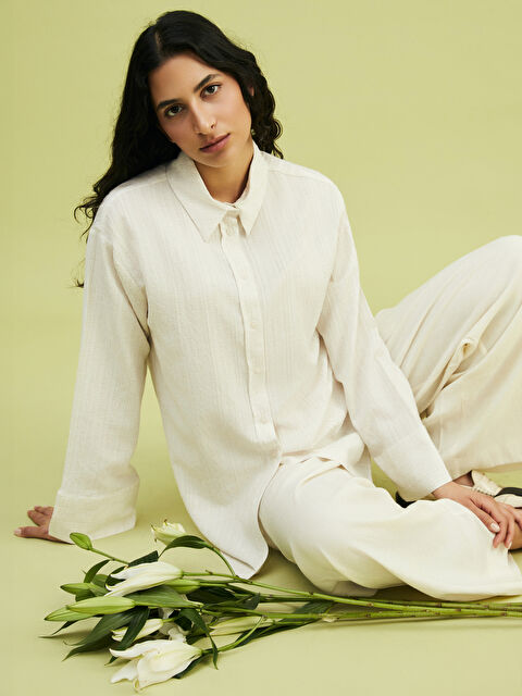 LCW Modest Düz Keten Karışımlı Kadın Gömlek Tunik - S5LE19Z8-EEW