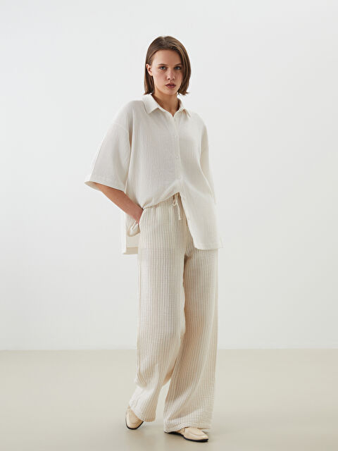 LCW Vision Beli Lastikli Çizgili Kadın Pantolon - S5LE20Z8-LE8